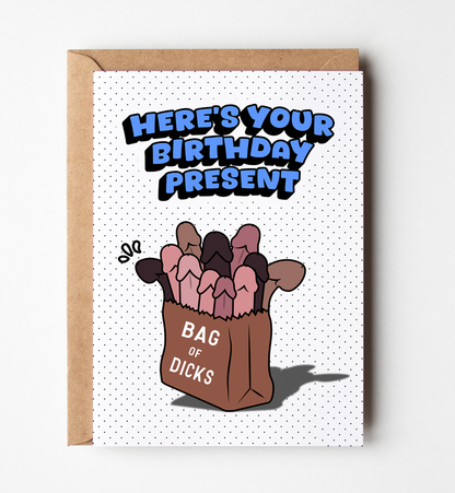 Yeah Noted - Bag of Dicks Birthday Card, Inappropriate Greeting Card
