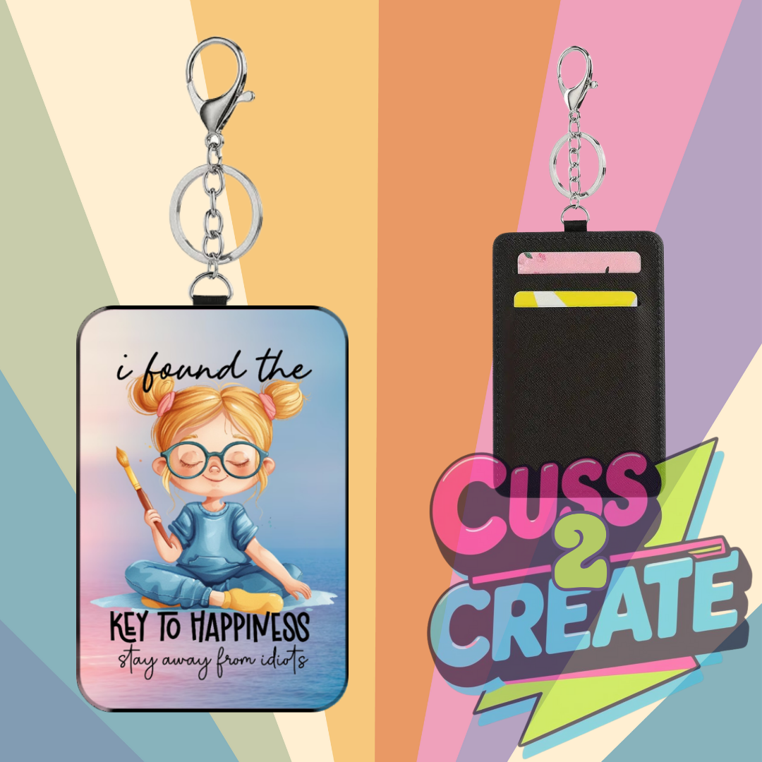 Key to Happiness Leather Card Wallet