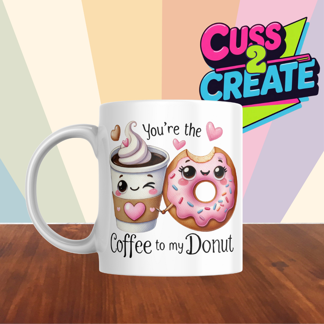 Cheesy Couples Mug - COFFEE TO MY DONUT