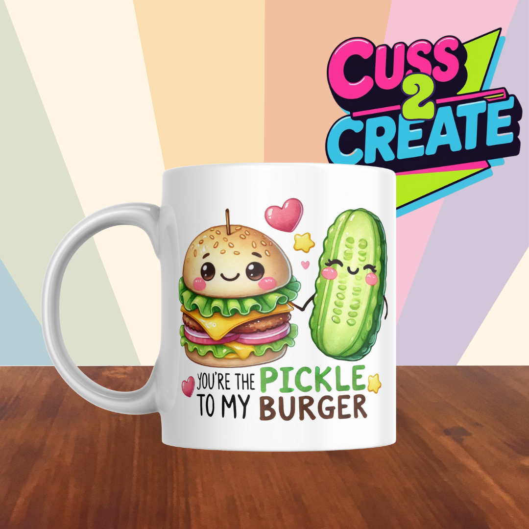 Cheesy Couples Mug - PICKLE TO MY BURGER